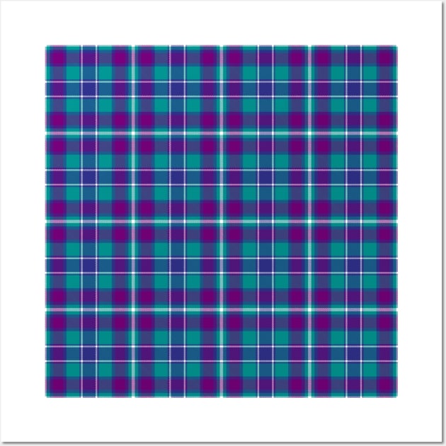 Sea Green, Purple and Blue Tartan Pattern Wall Art by sifis